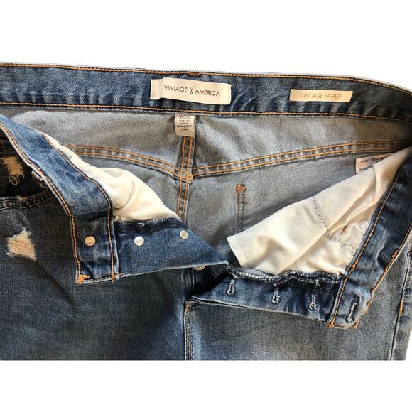 Vintage X‎ America Womens Sz 12 High Waist Skinny Crop Jeans Button Fly Distress - Picture 3 of 9